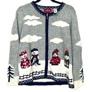 UGLY CHRISTMAS SWEATER zip up snowman Christmas sweater X7